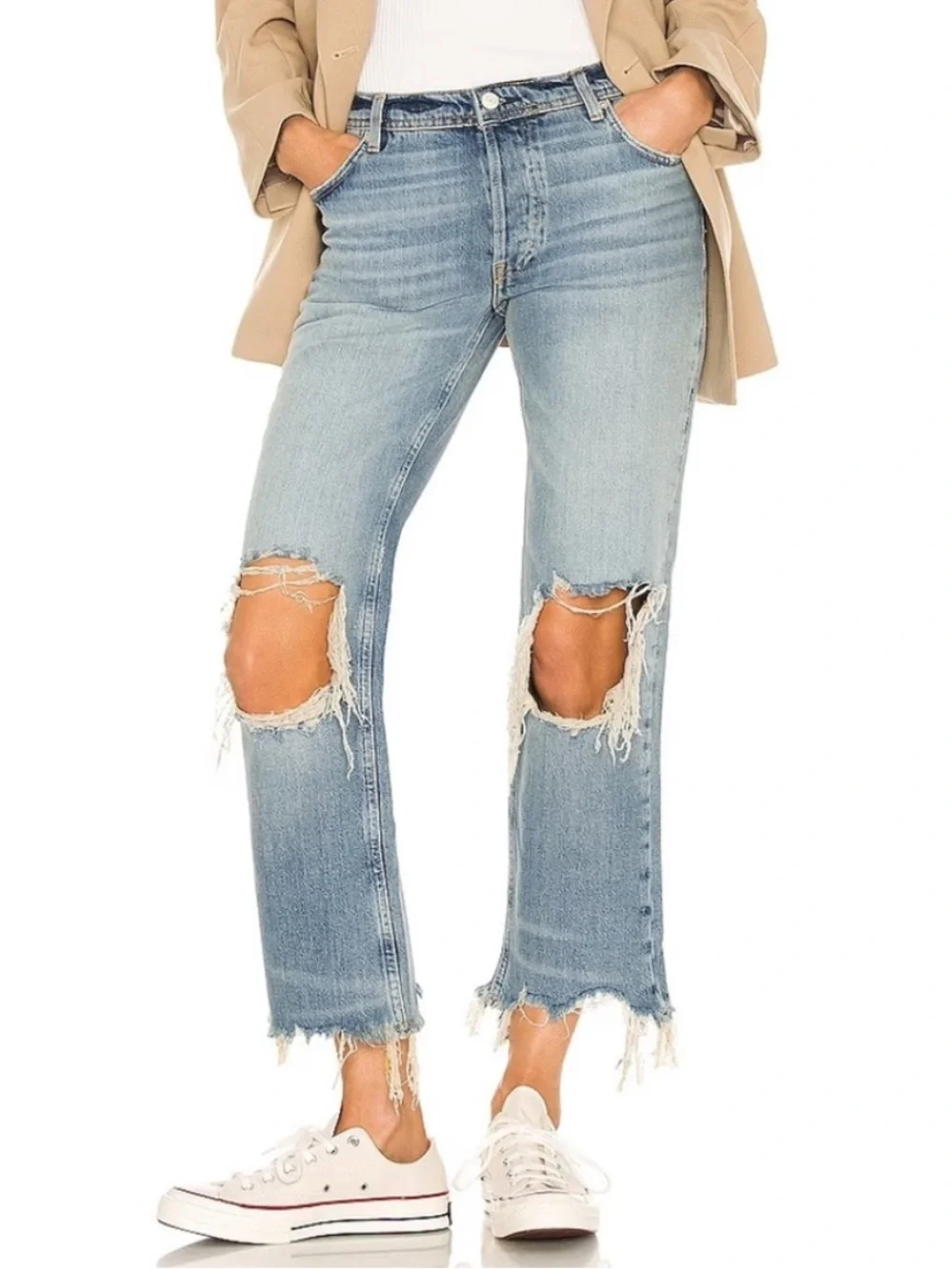 Free People Maggie Mid Rise Straight Leg Jeans in Aged to Perfection | Size 24